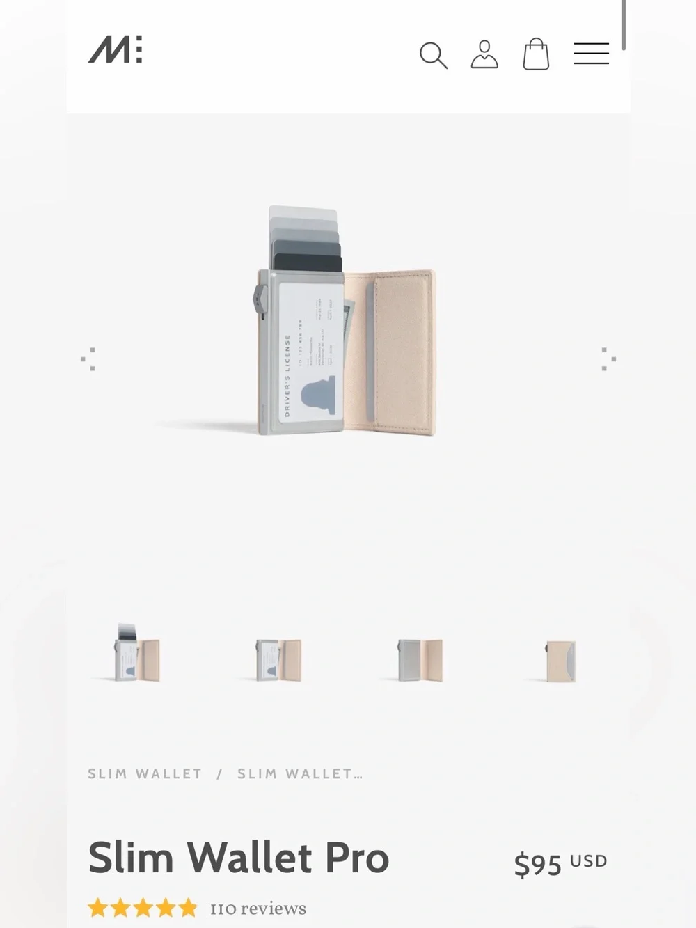 Monos Slim Wallet Pro in Ivory